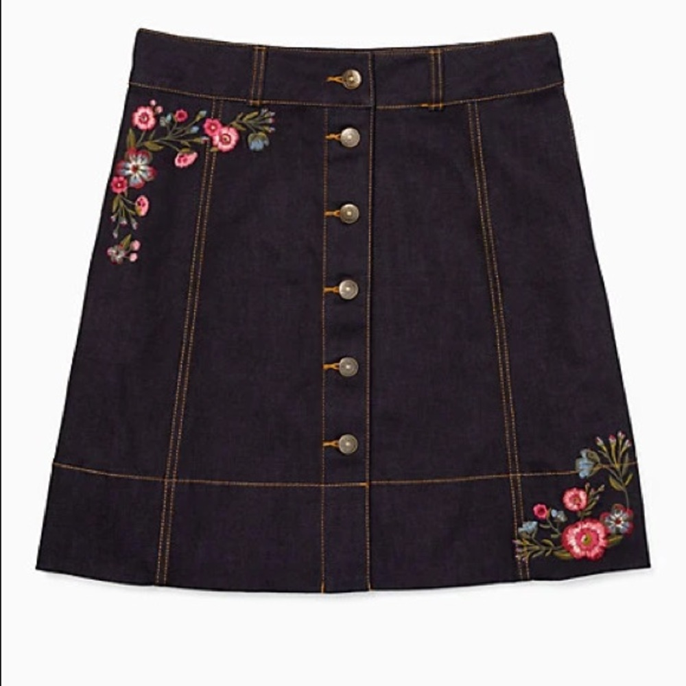 Kate Spade Embroidered Denim Skirt NWT